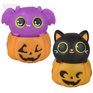 Squeezy Bead Jack O Lantern Cat and Bat