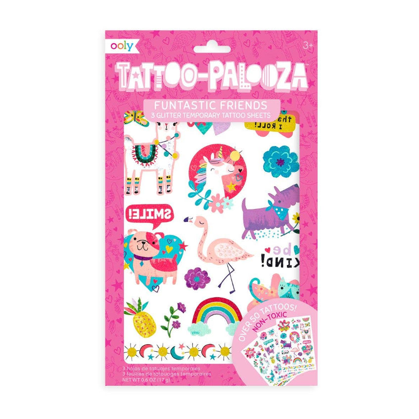 Tattoo Palooza Temporary Glitter Tattoo Sheets: Funtastic Friends