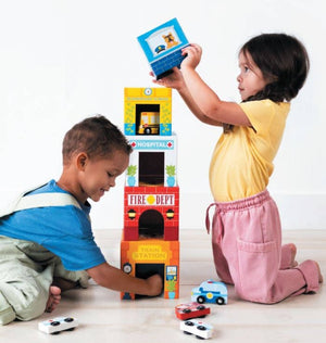Stackable Nested Cardboard Toys & Cars Set