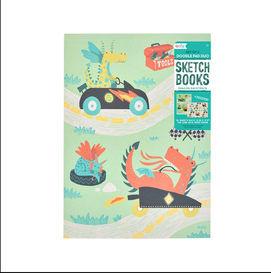 Dragon Race Tracks Doodle Pad Duo Sketchbook -set of 2
